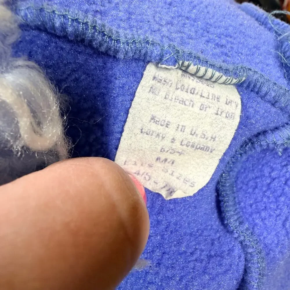 Corky & Company Jacket & Hat Set Vintage Blue Girls M/L Shaggy Faux Fur Trim